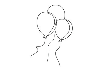 Continuous one line drawing balloon. Simple holiday object element