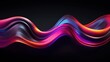  a colorful wave of wavy lines on a black background with a black background.  generative ai