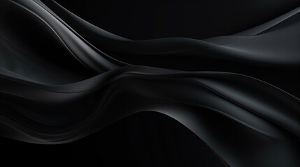 Wall Mural -  a black background with a wavy design on the top of it.  generative ai