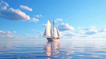 Wall Mural - Boat Sailing on Calm Waters
