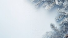  A Snow Covered Pine Tree Branch With Drops Of Water On The Branches Of The Tree, With A Blue Sky In The Background, With A Snow - Covered Pine Tree Branch In The Foreground.  Generative Ai