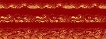 Set Of Chinese Wave Element. Asian Border Isolated On A Red Background. Eps 10