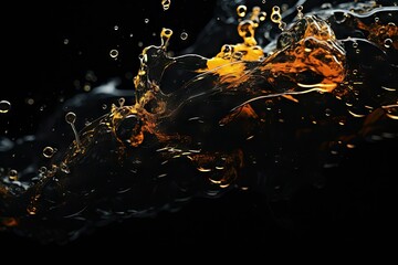 Wall Mural -  a black background with orange and yellow bubbles in the air.  generative ai