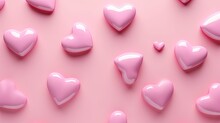  Pink Hearts On A Pink Background With A White Stripe In The Middle Of The Heart Is Surrounded By Smaller Pink Hearts On A Pink Background.  Generative Ai