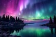  a beautiful aurora bore over a lake with a forest in the background.  generative ai