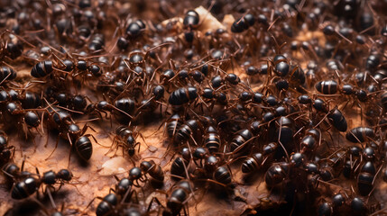 A timelapse of a bustling ant colony moving in intricate patterns.