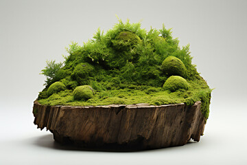 Wall Mural - Tree log covered with fresh green moss,ai generated