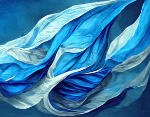 Wall Mural - Floating blue fabric