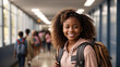 happy african american girl returning to school