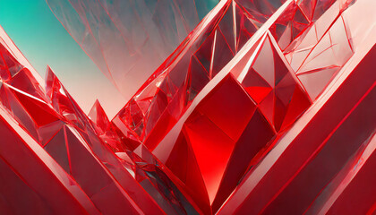 Abstract red background with crystal. d rendering, d illustration. Abstract background red diamond