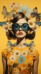 Poster - a woman wearing sunglasses and flowers