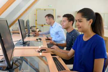 group of young people in business training