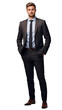 © Thumbs - businessman person in full height. full body seen. wearing a business suit, png transparent, generative ai