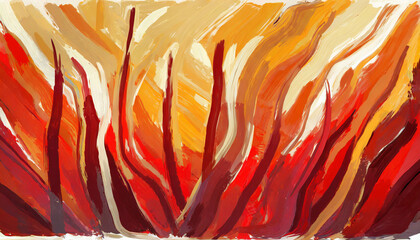 Wall Mural - digital oil paint brush abstract background red orange