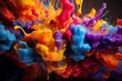 Splashes of colorful ink floating in a zero-gravity environment
