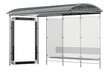 Bus Shelter with advertising panels, bus stop with advertising panel. 3D rendering isolated on transparent background