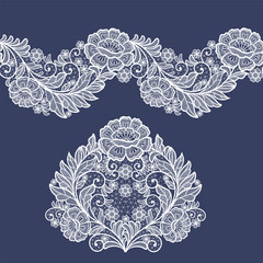 Wall Mural - Lace flowers decoration element. Vector lace flowers.