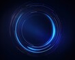 © Fokasu Art - Abstract glowing circle lines on dark blue background. Geometric stripe line art design. Modern shiny blue lines. Futuristic technology concept. Suit for poster, cover, banner, brochure, website.