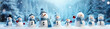 © Ljuba3dArt - Panorama style creative concept, small sweet snowman friends made of white soft snow, cold winter days and New Year holiday idyll. Playing in the snow is part of a happy childhood.