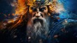 Odin - The nordic god of wisdom in gold and blue
