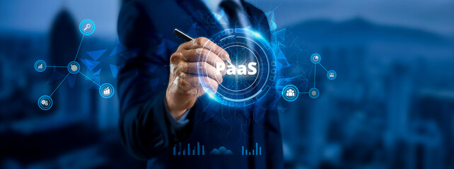 Platform as a service PaaS - cloud computing services Internet technology and development concept.