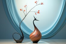 A Vase With A Branch Of A Plant In It, AI