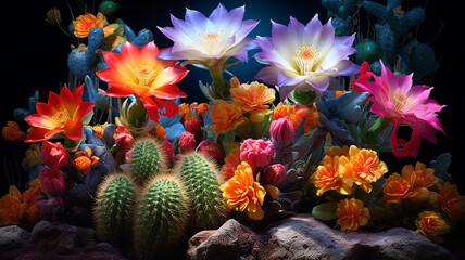 Wall Mural - beautiful flowers from cactus in the garden