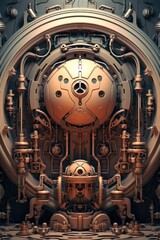 Wall Mural - A large machine with a clock inside of it, AI