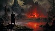 © Nordiah - Lone dragonhunter knight against the dragon of the marshes in fantasy swamp setting scenery