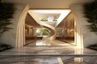 Entrance to a contemporary lavish residence, rendered in 3D. Generative AI