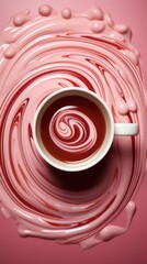 Sticker - A cup of coffee with a swirl of chocolate, AI