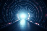 Fototapeta Do przedpokoju - futuristic 3d tunnel zooming. Generative AI