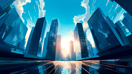 Wall Mural - modern office skyscrapers and buildings