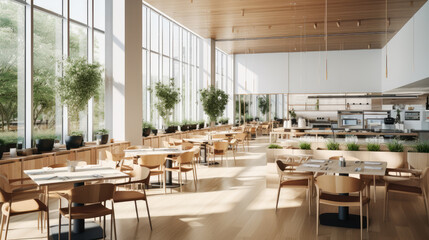 Dining room of a canteen or cafeteria