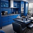 Contemporary, stylish residential kitchen, blue scheme