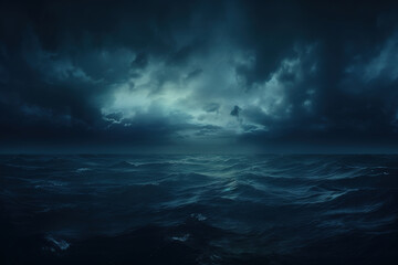 horror black blue sky, sea haunted cloud, scary ocean, depression background, mystery gloomy dark theme, blur texture