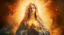 An Artistic Portrayal Of The Immaculate Heart Of The Holy Mary, Radiating Love And Compassion In A Soft, Ethereal Light.