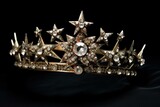 Fototapeta Abstrakcje - Shining tiara adorned with stars and embellishments against a sparkling backdrop. Generative AI