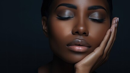 Black african american woman showcasing her complexion and applied makeup,importance of skincare