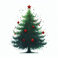 christmas tree shape with red ball ornaments.