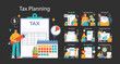 © inspiring.team - Tax optimization dark or night mode set. Financial efficiency, budgeting