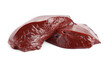 Pieces of raw beef liver isolated on white