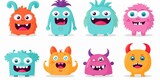 Fototapeta Pokój dzieciecy - Cartoon monsters showcasing a range of expressive emotions