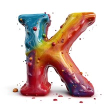 Color Alphabet Letter K With Bubbles Splash