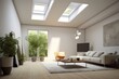 Contemporary room with skylight - minimalist interior concept. Generative AI