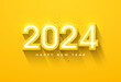 yellow numbers combined with a white line in the middle for the 2024 new year celebration. design premium vector.