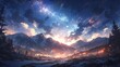 ［AI生成画像］雪山、夜空17