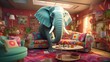 The Elephant in the Room: Surreal Room with elephant