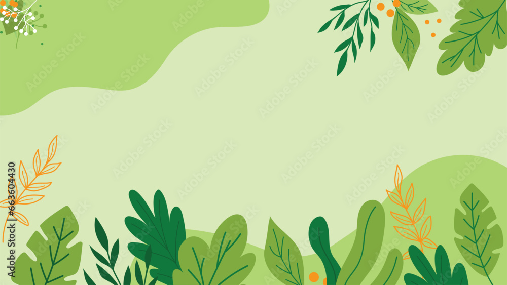 World environment day banner with leaf plant on green background vector ...