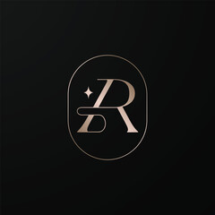 Elegant modern gold AR or RA letter logo design